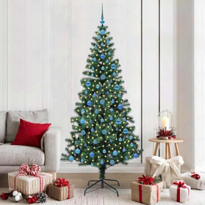 vidaXL Pom de Crăciun artificial pre-iluminat cu 300 LED Verde 210 cm 3396782 foto