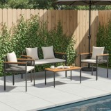 vidaXL Set de Mobilier pentru Exterior 4 pcs Negru și Alb crem 42025226