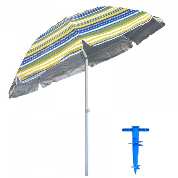 Pachet Umbrela protectie solara 2m + suport tip burghiu albastru Zilan ZTS8486_1