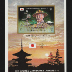 Ajman 1971-Cercetasi,a 13-a Jamboree mondiala Japonia aug.71,colita ned.Bl.306,