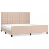 Cumpara ieftin Cadru de pat cu tablie, cappuccino, 200x200 cm, piele ecologica