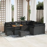 Set Canapea Grădină vidaXL &icirc;n 12 Piese cu Perne Negru Poli Rattan Acacia, Set Dining Grădină vidaXL &icirc;n 3 Piese cu Perne Negru Poli Rattan Acacia, Cana