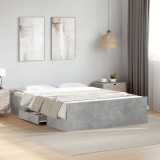 VidaXL Cadru de pat cu sertare, gri beton, 120x200 cm, lemn prelucrat