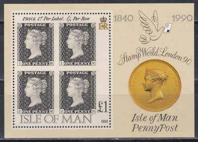 Isle of Man 1990 - A 150-a aniversare a publicării primului timbru, Colita, MNH foto