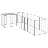 VidaXL Padoc pentru c&acirc;ini, argintiu, 6,05 m&sup2;, oțel