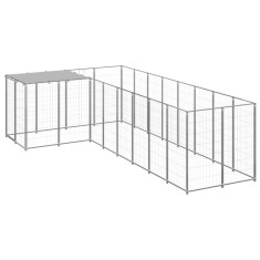 vidaXL Padoc pentru c&acirc;ini, argintiu, 6,05 m&sup2;, oțel