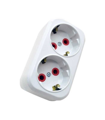 Dublu stecher 2x SCHUKO 16A 3500W alb/rosu VE12000 LAVA Sokets foto
