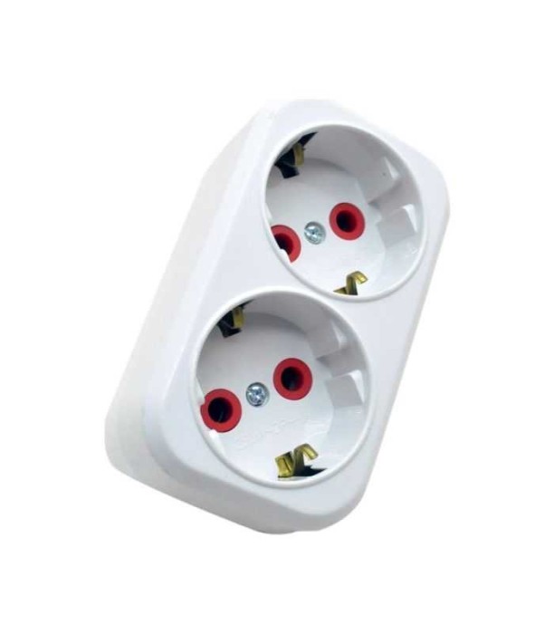 Dublu stecher 2x SCHUKO 16A 3500W alb/rosu VE12000 LAVA Sokets