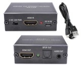 Adaptor HDMI audio Extractor, Active, convertor HDMI la HDMI + sunet Jack analog si SPDIF Toslink Digital, rezolutie FHD si 4K, sunet 2 canale si 5 ca