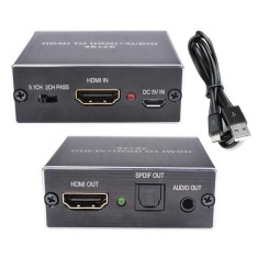 Adaptor HDMI audio Extractor, Active, convertor HDMI la HDMI + sunet Jack analog si SPDIF Toslink Digital, rezolutie FHD si 4K, sunet 2 canale si 5 ca