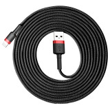 Cablu Baseus Cafule Cablu Din Nailon Durabil USB / Lightning QC3.0 2A 3M Negru-rosu (CALKLF-R91)