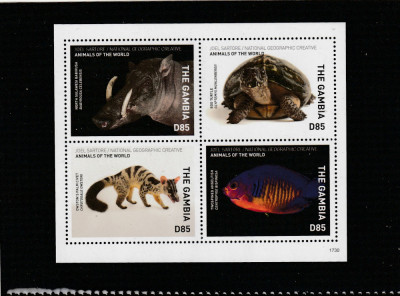 Gambia 2017-Fauna,bloc 4 valori, dantelate,MNH,Mi,7383-7386KB foto