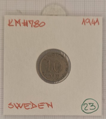 Sweden, Suedia, 10 ORE 1941, Argint, KM#780 foto