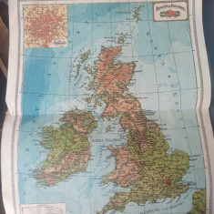 Harta interbelica Anglia și Irlanda din Atlasul G-ral. C.Teodorescu, ed. 1928