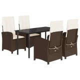 Cumpara ieftin Set mobilier de gradina, 5 piese, cu perne, maro, poliratan