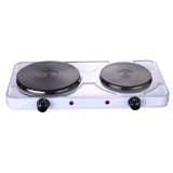 Plita electrica dubla Rosberg, 2500 W, 5 trepte, 51 x 26 x 6 cm, incalzitoare fonta, Alb