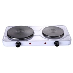Plita electrica dubla Rosberg, 2500 W, 5 trepte, 51 x 26 x 6 cm, incalzitoare fonta, Alb