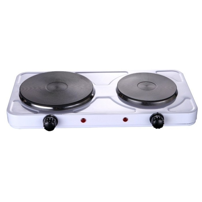 Plita electrica dubla Rosberg, 2500 W, 5 trepte, 51 x 26 x 6 cm, incalzitoare fonta, Alb