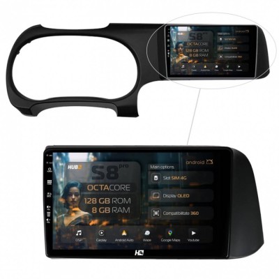 Navigatie Hyundai I10 (2020+) 8GB RAM Android 13 Octacore Slot Sim 4G DSP GPS Wi-FI Carplay Android Auto USB Bluetooth Waze Touchscreen 9 Inch foto