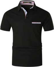 Tricou polo LIUPMWE pentru barbati cu maneca scurta, cu model in carouri, Marimea M - OUTLET