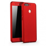 Husa samsung galaxy a7 2017 full cover 360 rosu + folie de protectie