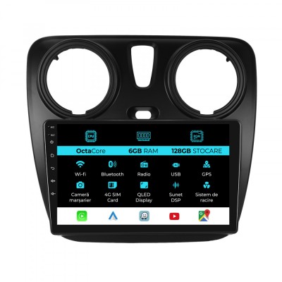 Navigatie Dedicata Dacia Dokker Lodgy (2012-2020), 9Inch, 6Gb Ram, 128Gb Stocare, Carplay foto