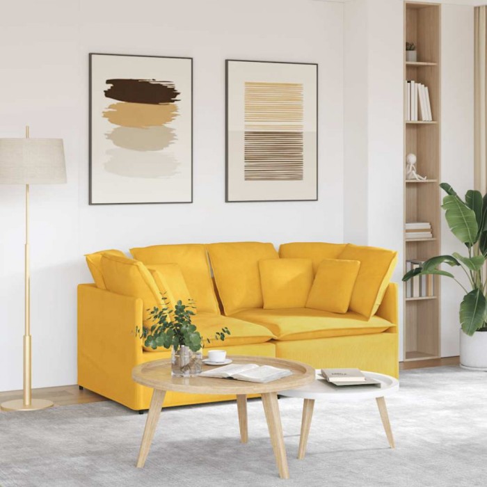 vidaXL Canapea modulară cu perne, galben deschis, țesătură velur 3321263