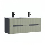 Trent 120 dulap de baie inferior cu chiuvetă ceramică (4 sertare) gri antracit-verde-oliv