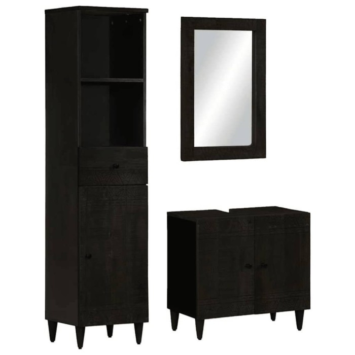 vidaXL Set mobilier de baie, 3 piese, lemn masiv de mango 3310019