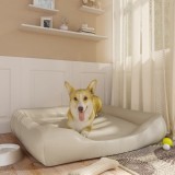 Cumpara ieftin Pat pentru c&acirc;ini, bej, 120x100x27 cm, piele ecologică
