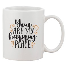 Cana alba personalizata 'You are my happy place', INOVATIX&reg;. 330ml