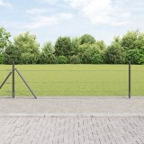 Gard Hexagonal vidaXL Gri 0.4x100 m Oțel, St&acirc;lpi de gard vidaXL cu plăci de bază 13 buc &Oslash;32mm 50cm Oțel galvanizat