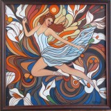 Tablou " Balerina " pictat manual pe p&acirc;nză 50x50 cm