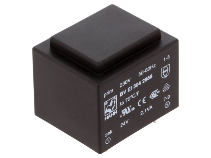 Transformator PCB &icirc;ncapsulat 2,1VA 230V 24V