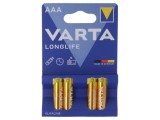 Baterii Alcaline AAA VARTA 1,5V Nere&icirc;ncărcabile 4 Bucăți Longlife