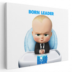 Tablou afis Cine-i sef acasa? Boss Baby desene animate 2256 Tablou canvas pe panza CU RAMA 60x80 cm