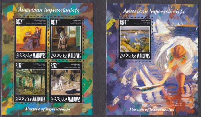 DB1 Pictura Maldive Impresionisti Americani MS + SS MNH