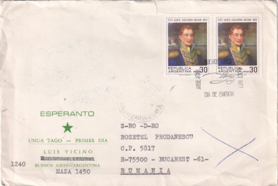 FILATELIE TEMATICA - PLIC ARGENTINA ESPERANTO foto