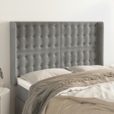 Gossi tablie de pat cu aripioare gri deschis 147x16x118/128cm catifea