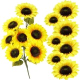 Buchet de flori artificiale din poliester, 2 fire de floarea soarelui, 57cm Household NewTrend