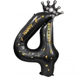 Balon din Folie Metalizata Cyrax, Negru Cifra 4