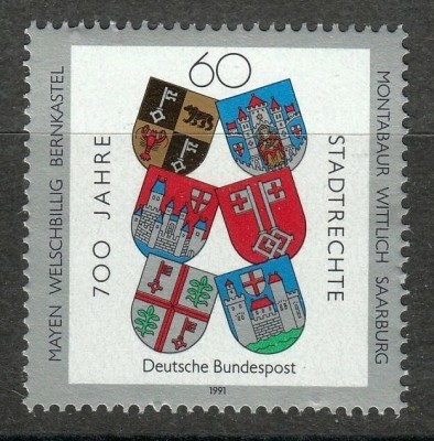 Germania 1991 - Steme de orașe, neuzat foto