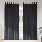 vidaXL Draperii opace cu agățătoare, 2 buc., gri &icirc;nchis, catifea