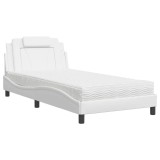 Cumpara ieftin Pat, Viana, cu saltea, alb, 100x200 cm, piele ecologica