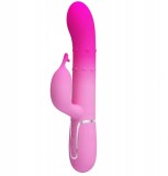 Vibrator Iepuras Shima, 7 Moduri Vibratii, Bile Stimulatoare, Silicon, USB, Roz, 22.6 cm