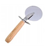 Cutit rotativ pentru pizza si aluat din inox, maner din lemn, diametru lama 9 cm, lungime 23.5 cm, Kinghoff