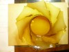 Fructiera sticla galben-cognac ,partial matuita ,dsus=20cm ,H=9cm