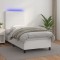 vidaXL Pat cu arcuri, saltea și LED, alb, 90x190 cm, piele ecologică 3135796
