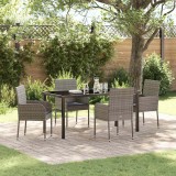 VidaXL Set de masă pentru grădină cu pernă 5 pcs Gri Rattan poli
