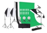 Cumpara ieftin Kit studio foto, 3 lumini softbox, suport fundal 2x3m, 12x bec 45W, 3 panze fundal multicolore si geanta transport, Dactylion
